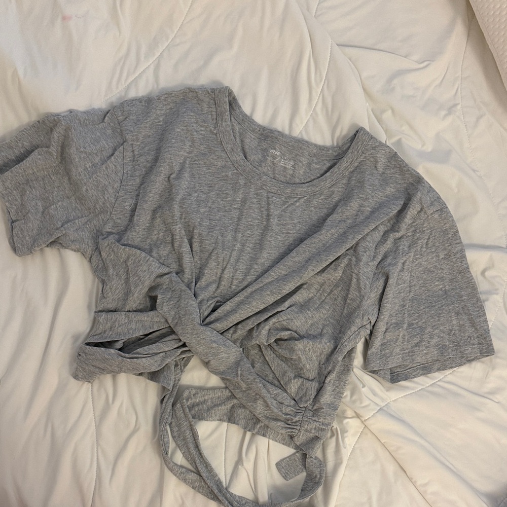 Aerie grey crop top with tie in back